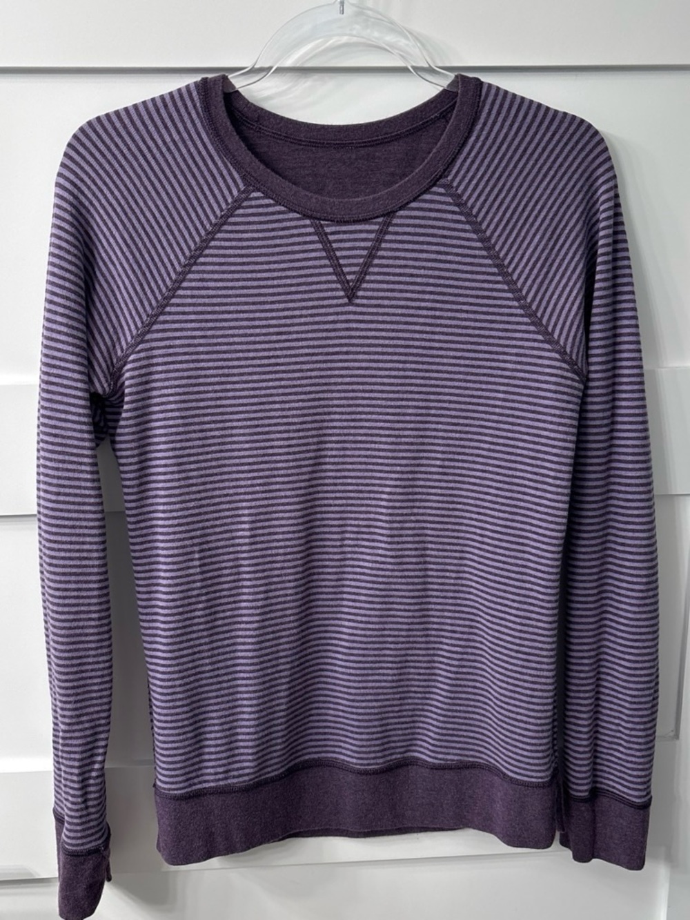 lululemon athletica Striped Lilac & Plum Crewneck Sweater